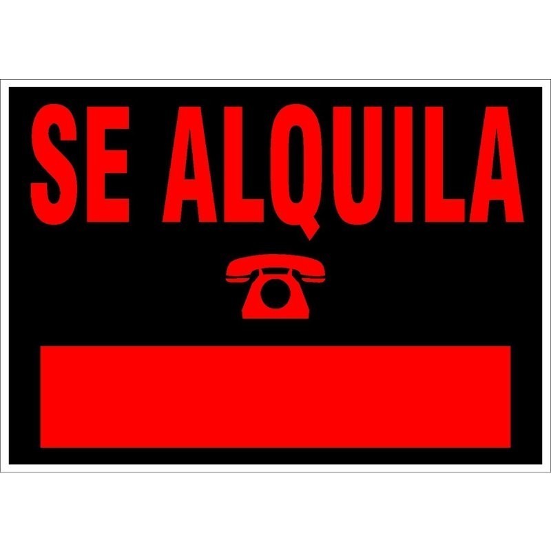 CARTEL ANUNCIADOR DE PLASTICO SE ALQUILA 500X230MM