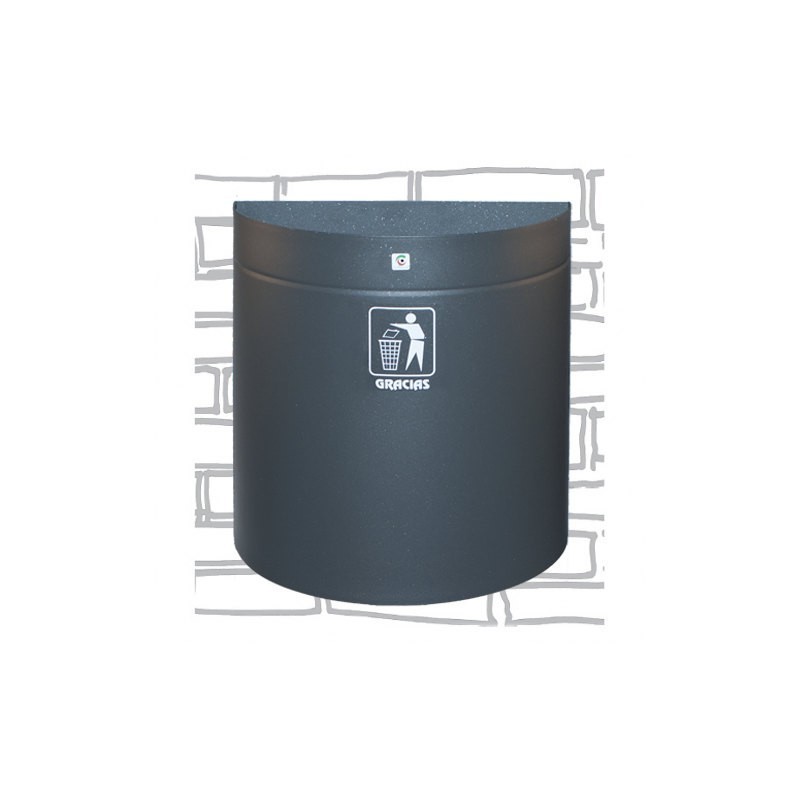PAPELERA METALICA EXTERIOR DE PARED CILINDRO P-67 GRAFITO