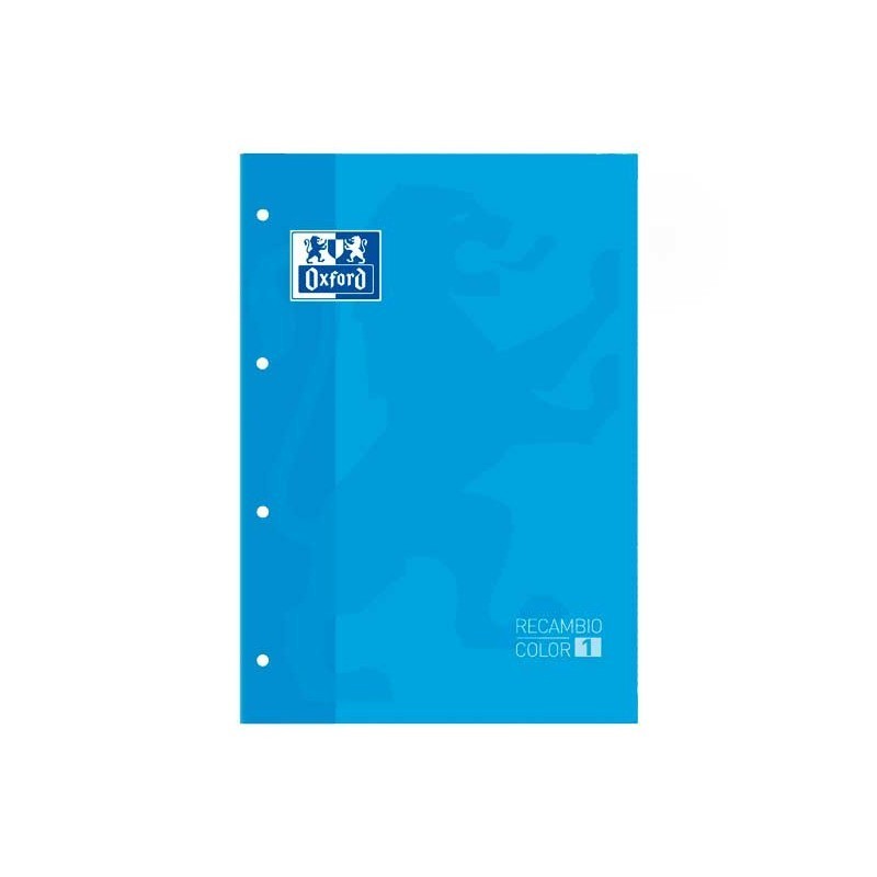 RECAMBIO DE 80 HOJAS ENCOLADAS A4 OXFORD CUADRO 5X5 TURQUESA
