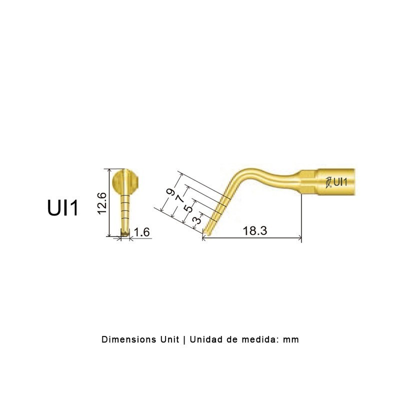 Punta cirugía Woodpecker UI1 para Mectron